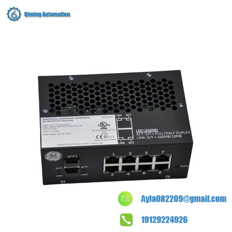 is420eswah3a_ge_mark_vie_ionet_switch.jpg General Electric IS420ESWAH3A - Mark VIe Series IONet Switch