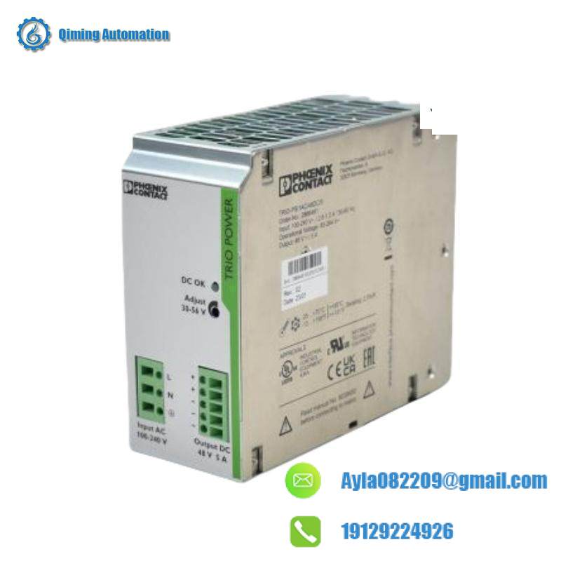 phoenix_contact_trio-ps_1ac_48dc_5_2866491_power_supply.jpg Phoenix Contact TRIO-PS/1AC/48DC/5 Power Supply, Designed for Industrial Control Systems